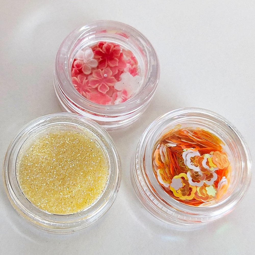 4/$20 SET OF 3: Extra Fine Glitter & 3D Flowers For Nails, Acrylic, Gels, Crafts